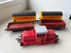 Fleischmann ho O&K Dieselloc + 4 wagens, Hobby en Vrije tijd, Modeltreinen | H0, Gebruikt, Gelijkstroom, Fleischmann, Wagon