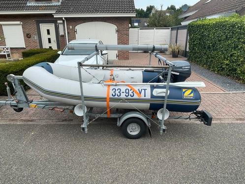 Zodiac 310 en yamaha 9,9 pk 4 takt motor pega auto trailer, Watersport en Boten, Rubberboten, Gebruikt, Zodiac, Minder dan 70 pk