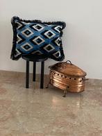 Geweven zijde-velvet origineel Ikat kussenhoes, Verzenden, Nieuw, Blauw, Rechthoekig