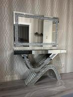 Luxe Hollywood diamanten kaptafel met spiegel, Gebruikt, 100 tot 150 cm, Glas, Minder dan 100 cm