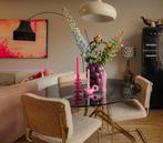 Ronde Glazen tafel met gouden onderstel, Ophalen