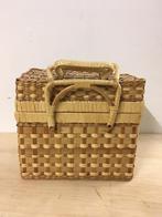 Rieten mand lunchmand handtas retro vintage rotan , Hobby en Vrije tijd, Picknickmanden, Verzenden, Zonder inhoud
