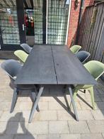 Zwarte tuintafel FAUSING met 6 stoelen, Tuin en Terras, Tuintafels, Ophalen, Gebruikt, Rechthoekig, Kunststof