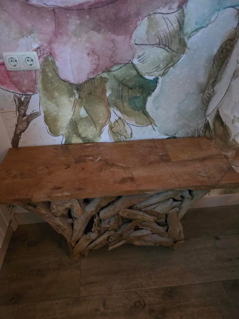 Massieve teakhouten sidetable, Huis en Inrichting, Tafels | Sidetables, Ophalen, 25 tot 50 cm, Vierkant