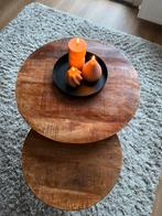 Set van 2 houten salontafels, Huis en Inrichting, Ophalen, Minder dan 45 cm, Minder dan 55 cm, Rond