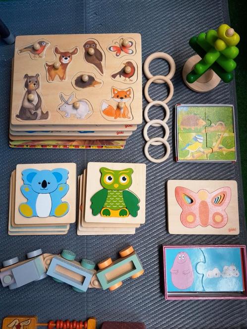 Houten speelgoed plan toys stapelboom trein puzzels, Kinderen en Baby's, Speelgoed | Houten speelgoed, Zo goed als nieuw, Overige typen