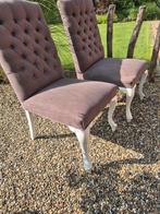 6 Eetkamerstoelen met Gecapitonneerde Rug, Huis en Inrichting, Stoelen, Ophalen, Hout, Gebruikt, Bruin