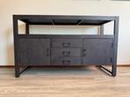 Kast Industrieel dressoir zwart – met deuren & lades, Huis en Inrichting, 100 tot 150 cm, Zo goed als nieuw, Metaal, 25 tot 50 cm
