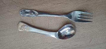 Kinderbestek, eerste lepel en vork, stainless staal beschikbaar voor biedingen