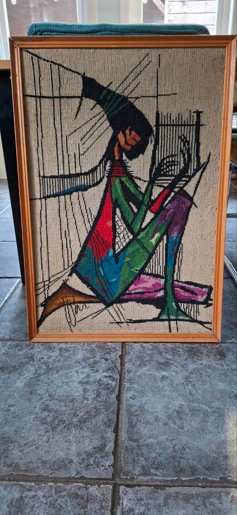 Vintage wandtapijt / gobelin – abstract figuur – jaren 60/70, Antiek en Kunst, Kunst | Schilderijen | Abstract, Ophalen
