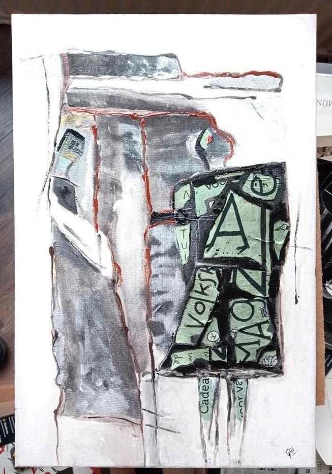 Gemengde techniek moderne compositie, Antiek en Kunst, Kunst | Schilderijen | Modern, Verzenden