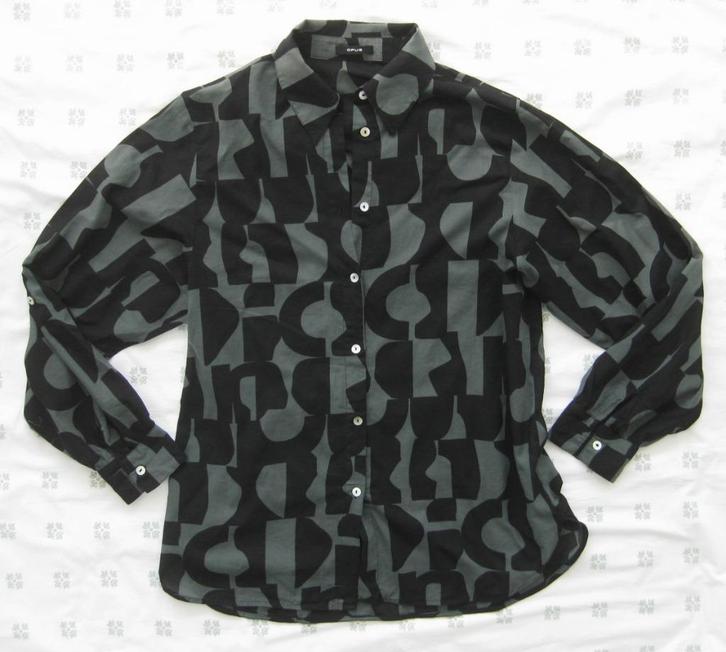 Opus blouse, zwart groen, kaki, geometrische print, maat 38, Kleding | Dames, Blouses en Tunieken, Zo goed als nieuw, Maat 38/40 (M)