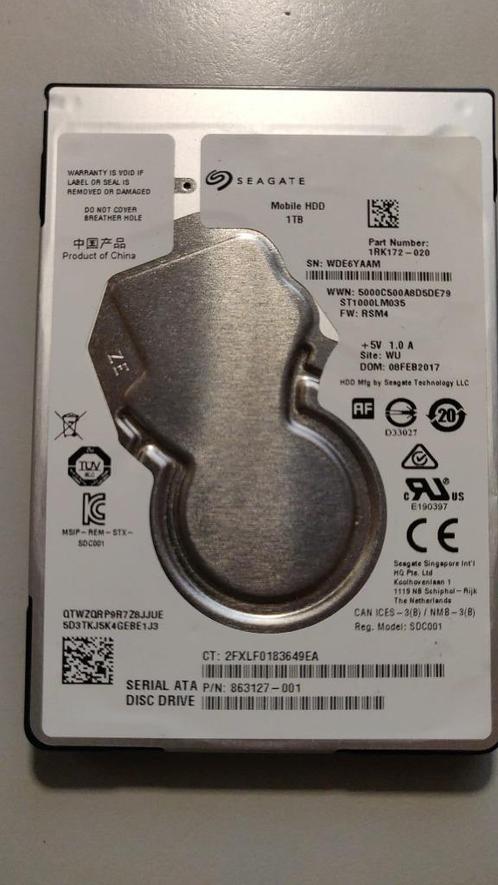 Seagate 1TB Mobile HDD, Computers en Software, Harde schijven, Gebruikt, Desktop, Intern, HDD, SATA, Ophalen of Verzenden