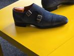 Santoni suede schoenen met 2 gesp en blauwe kleur maat 7, Santoni, Verzenden, Blauw, Gespschoenen