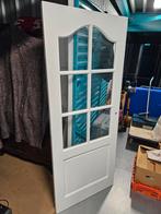 Witte binnendeur met glas, Doe-het-zelf en Verbouw, Ophalen, Gebruikt, 80 tot 100 cm, Binnendeur