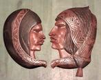 Indianen kunst hout gesigneerd Jorge Ildefonso V. koppel, Antiek en Kunst, Kunst | Beelden en Houtsnijwerken, Verzenden