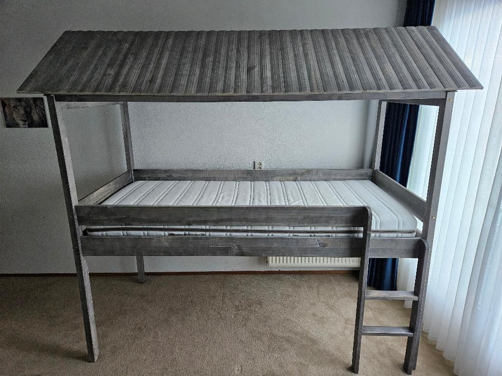 halfhoog slaper hout, Kinderen en Baby's, Kinderkamer | Stapelbedden en Hoogslapers, Ophalen, Gebruikt, Halfhoogslaper