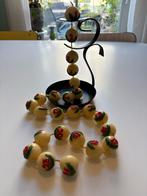 Vintage Advent Kaarsen aan Lont + Kandelaar West Germany, Gebruikt, Wit, Ophalen of Verzenden, Metaal