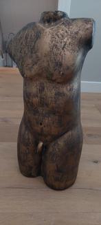 Goudkleurige Mannelijk Torso Beeld hoog 70cm, breed 33 cm, Ophalen