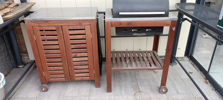 bbq met kast, Tuin en Terras, Houtskoolbarbecues, Gebruikt, Ophalen