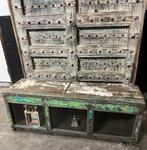 Indiase kist bank kruk met glas India old scrap wood massief, 100 tot 150 cm, Glas, Nieuw, Ophalen of Verzenden