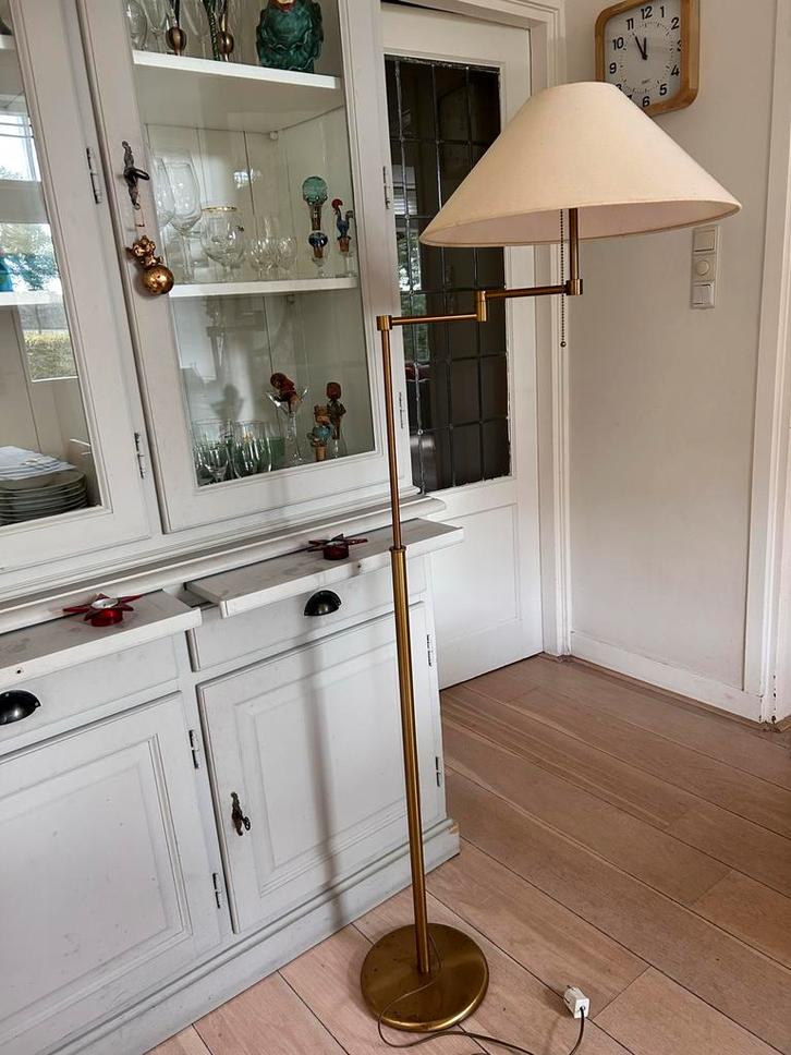 Twee vloerlampen Holtkotter 2541-2 3 delig Antiek Messing, Huis en Inrichting, Lampen | Vloerlampen, 150 tot 200 cm, Ophalen