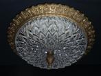 Grote oude plafonniere met kristallen glaskap. Doorsnede 46, Ophalen of Verzenden, Gebruikt