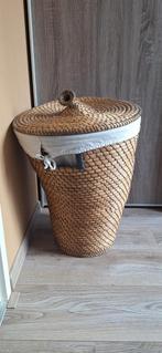 Rieten Wasmand met Deksel, Ophalen, Gebruikt, Mand, Rond
