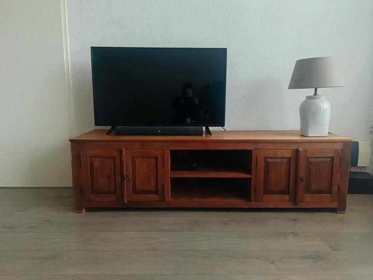 Teak houten TV kast - 180x50x50, Huis en Inrichting, Kasten | Televisiemeubels, Gebruikt, Minder dan 100 cm, 150 tot 200 cm, 50 tot 75 cm