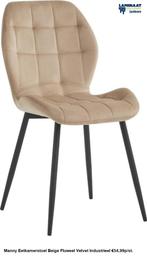 Manny Eetkamerstoel Beige Fluweel Velvet Industrieel €59,99, Overige kleuren, Nieuw, Ophalen of Verzenden, Metaal