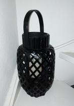 Mooie Zwarte bamboe kandelaar met glashouder kaars, 40 cm!, Ophalen of Verzenden, Zo goed als nieuw, Hout, 25 tot 50 cm