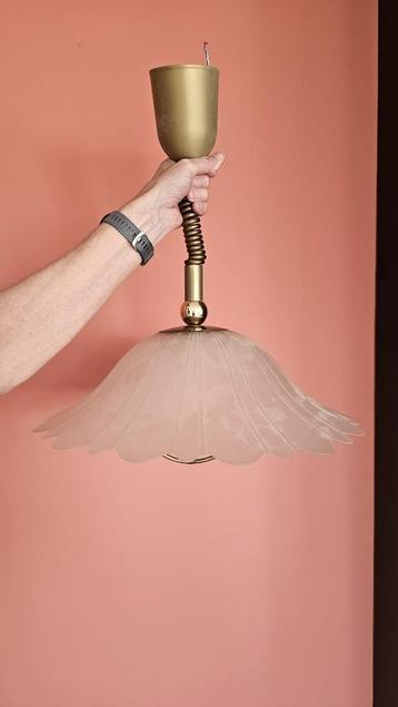 Vintage hanglamp – Matglas met trekveer – Retro look beschikbaar voor biedingen