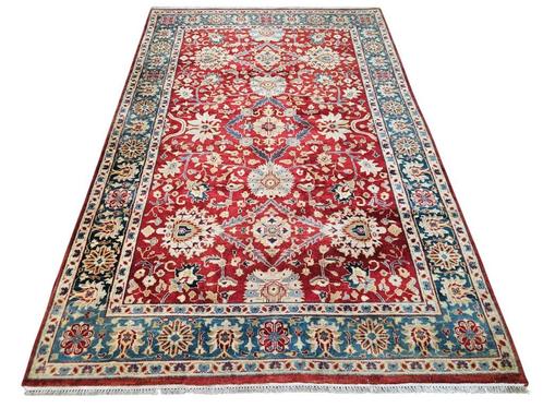 Handmade oriental wool Ziegler carpet floral red 201x299cm, Huis en Inrichting, Stoffering | Tapijten en Kleden, Gebruikt, 200 cm of meer
