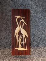 Houten Wanddecoratie met Reigers 40x16 cm, Ophalen of Verzenden
