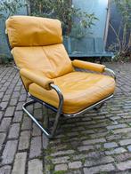 Gelderland Meneer Oberman 601 Fauteuil Geel leer zgan, Huis en Inrichting, Fauteuils, Ophalen, 75 tot 100 cm, Dutch Design Retro Vintage Tijdloos Klassiek Buisframe