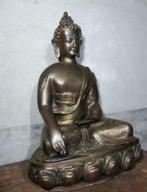 Oude Vintage Bronzen Boeddha Boeddhisme Bhumisparsha boedh, Ophalen of Verzenden, N, N, N