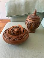 Twee antieke houten potten, Ophalen of Verzenden, Gebruikt