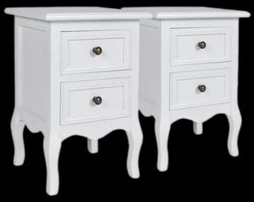 2 MDF HOUTEN WITTE NACHTKASTJES  beschikbaar voor biedingen