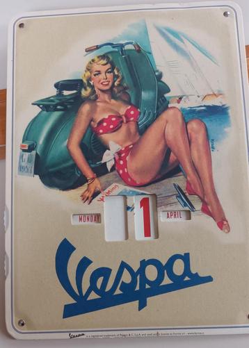 VESPA reclameplaat / eeuwigdurende kalender beschikbaar voor biedingen