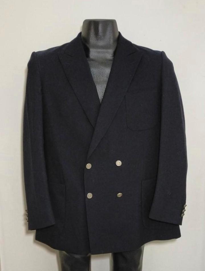 Donkerblauwe klassieke double breasted blazer van Burberry, Kleding | Heren, Kostuums en Colberts, Zo goed als nieuw, Maat 48/50 (M)