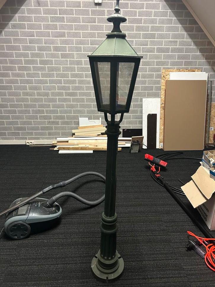 Groene Buitenlamp Lantaarn, Tuin en Terras, Buitenverlichting, Gebruikt, Vloerlamp, IJzer, Minder dan 50 watt, Netvoeding, Waterbestendig