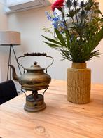 Antieke koperen theeketel met brander La Hirondelle FR, Antiek en Kunst, Ophalen of Verzenden, Koper