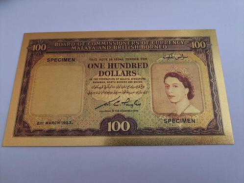 MALAYA/BRITISH BORNEO/  100 DOLLARS/ GOUDFOLIE ( 136), Postzegels en Munten, Bankbiljetten | Europa | Eurobiljetten, Los biljet