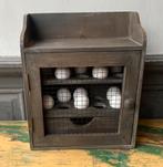 eierkastje eierrekje 20 eieren landelijk brocant hout grijs, Antiek en Kunst, Ophalen of Verzenden