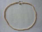 vintage 96 glasparels ketting 64 cm lang, goudkleurig slot, Verzenden, Zo goed als nieuw, Wit, Overige materialen