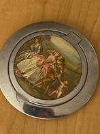 Vintage brocante poederdoos zilverkleurig romantisch plaatje, Antiek en Kunst, Curiosa en Brocante, Ophalen of Verzenden
