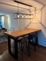 Complete industriële bartafelset 6 Dutchbone barkrukken lamp, Ophalen of Verzenden, Zo goed als nieuw, Rechthoekig, 50 tot 100 cm
