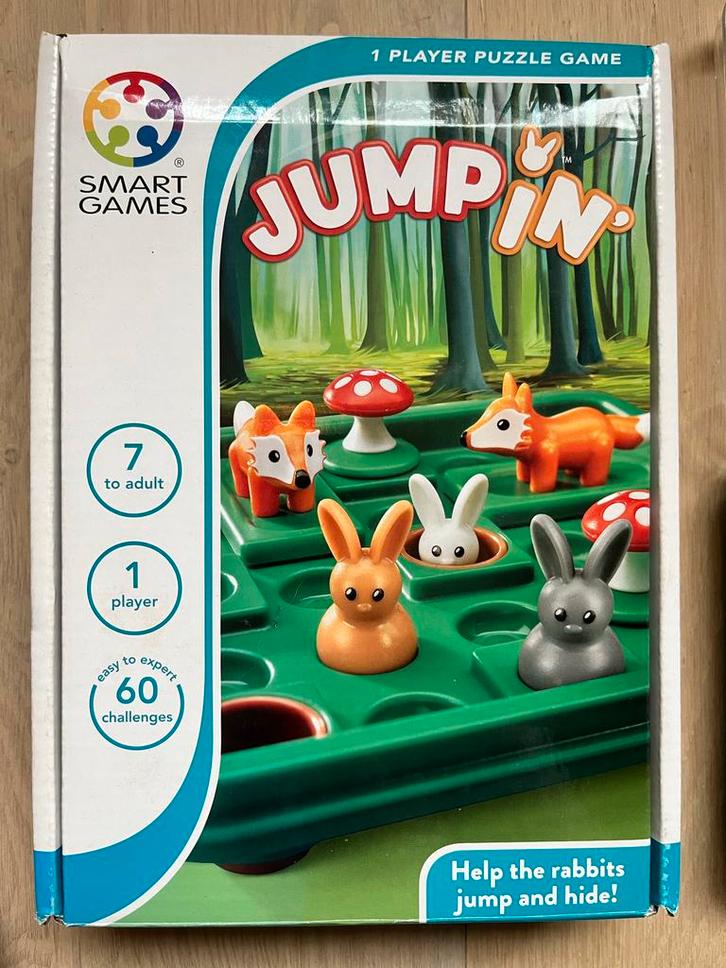 JumpIn' Puzzelspel - Smart Games, Hobby en Vrije tijd, Gezelschapsspellen | Bordspellen, Zo goed als nieuw, Een of twee spelers