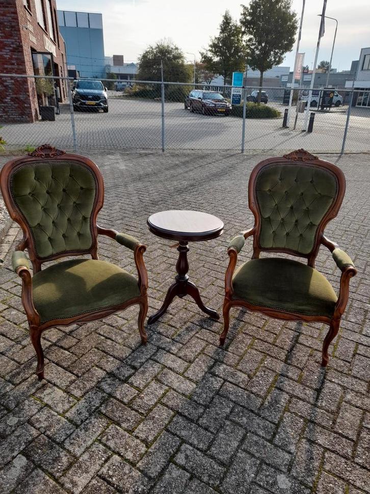 2 x dezelfde antieke barok fauteuils 175.00 p.s, Huis en Inrichting, Fauteuils, Zo goed als nieuw, 75 tot 100 cm, Ophalen