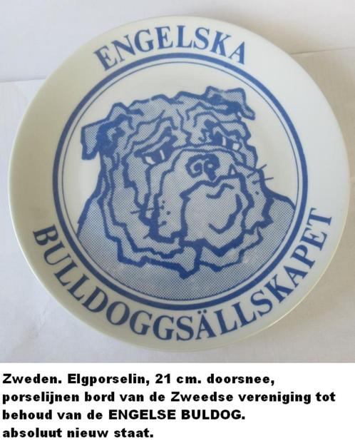 wandborden, nieuw, ENGELSE BULDOG, porselein 21 cm. doorsnee, Verzamelen, Dierenverzamelingen, Nieuw, Overige typen, Hond of Kat